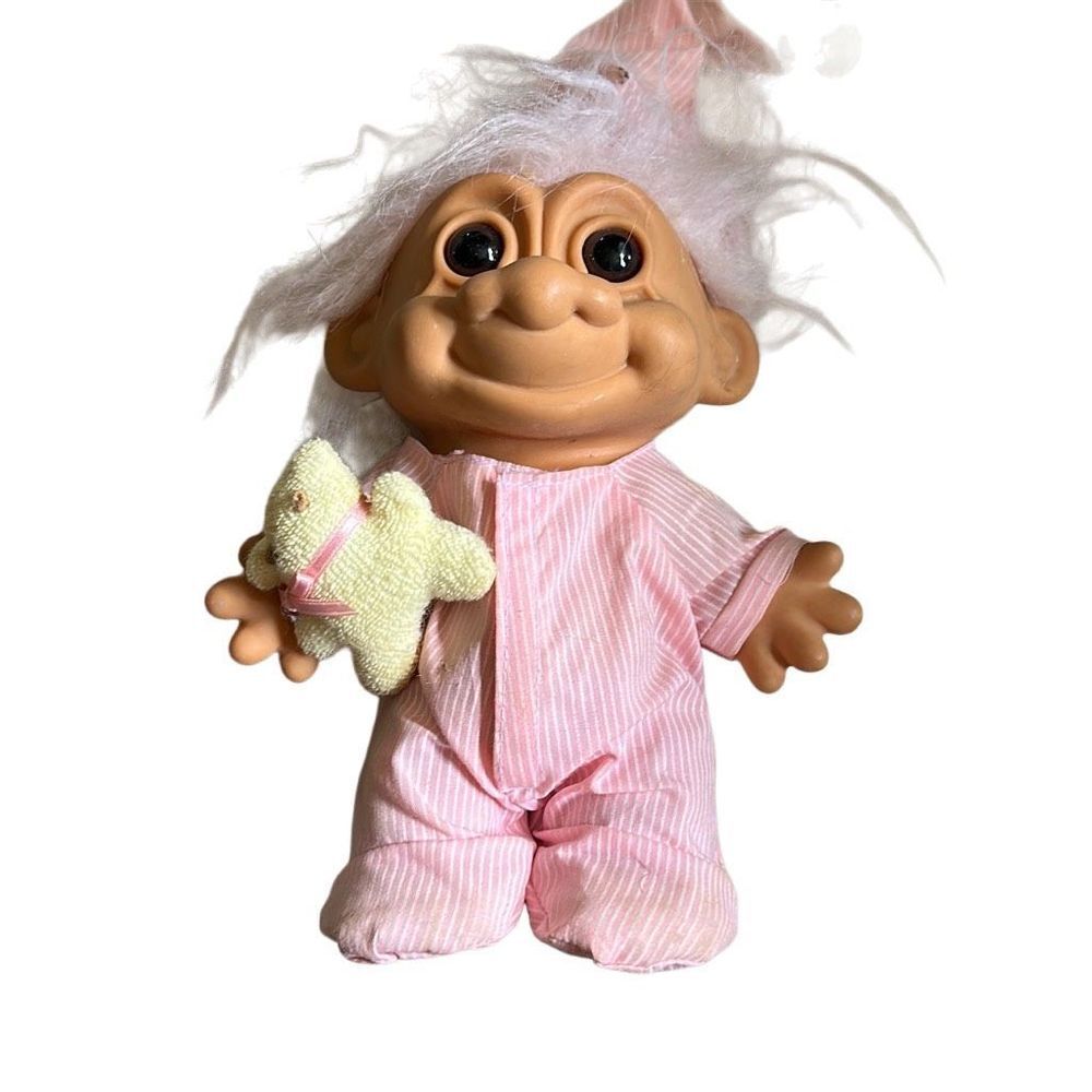Vintage Russ Troll Doll in Pink‎ Pajamas